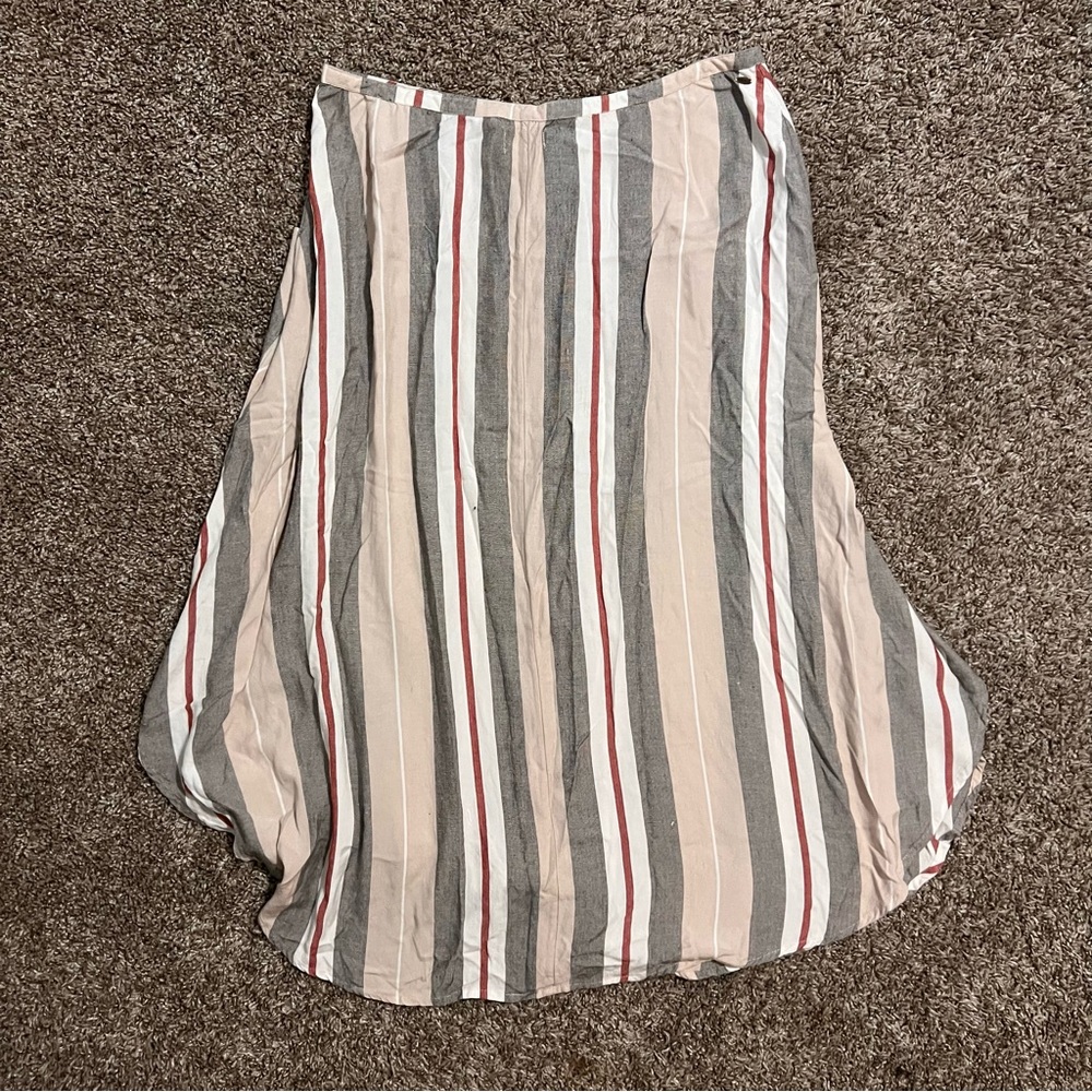 O’Neill Striped Midi Skirt with Button Front Size Large - Picture 3 of 13